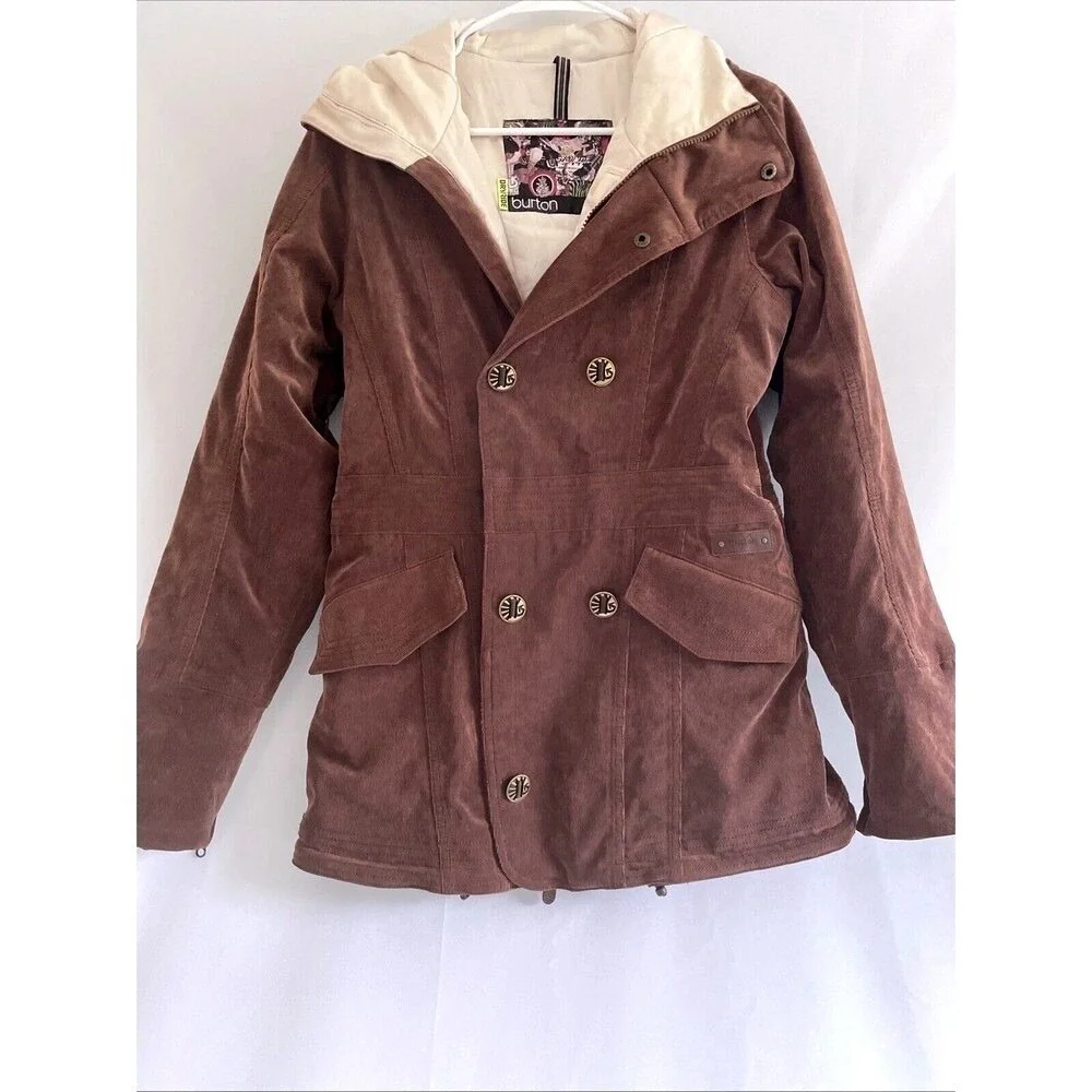 Burton DRYRIDE Jacket Snowboarding Ski Coat Brown Corduroy Women's Size S - Picture 2 of 14